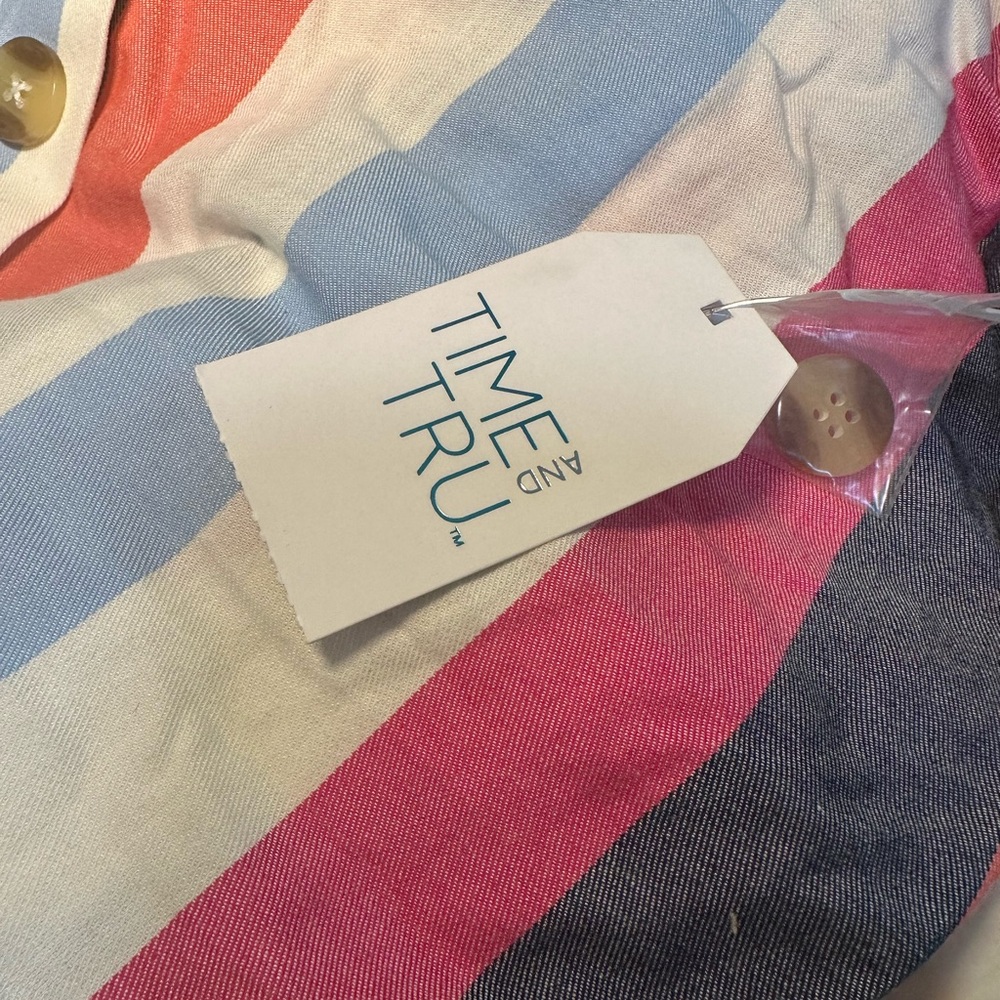 EUC - Multicolor striped Button Front Dress - Picture 9 of 10